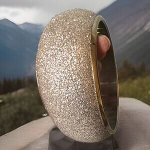 -BRACELET Silver Glittery Bangle Bracelet 3” Across 1.25” Thick